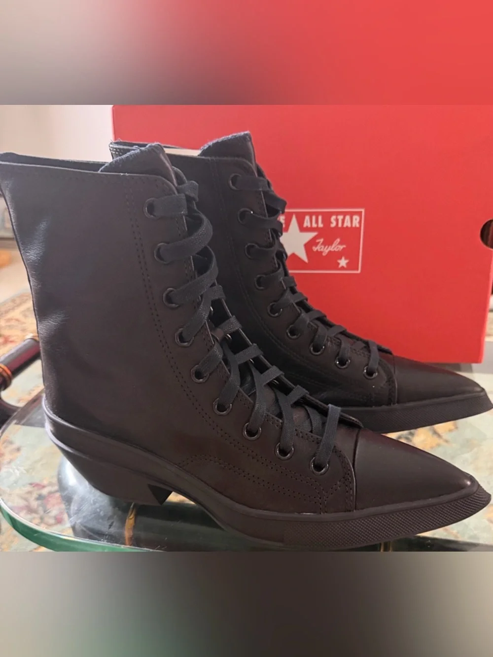 Converse Chuck 70 De Luxe leather cowboy boots in black 10.NWT